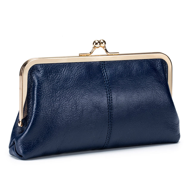 European And American Retro Clip Bag Long Clutch Wallet