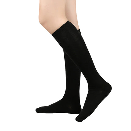 Black Cotton Knee-length Stripes Calf Socks