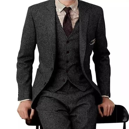 Men's Suit Three-piece Suit Fashion Woolen Suit