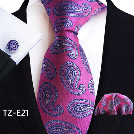 Paisley Tie Square Scarf Pocket Square Cufflinks Three-piece Set