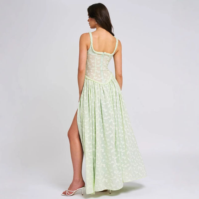 New Sexy Floral Fashion Sling Dress Slim Fit High Slit Long Dress