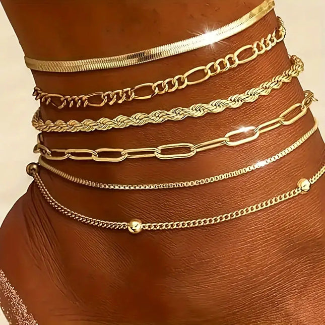 New 6-piece Anklet Personality Chain Like Flat Snake