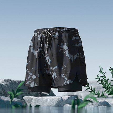 Men's Double-layer Three-point Swimming Trunks