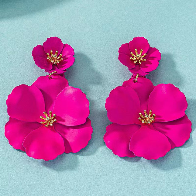 European And American Mori Girl Flower Earrings Retro Long