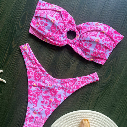 Women's Creative Printing Sexy Backless Split Swimsuit