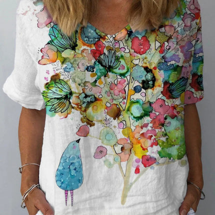 Women's Personality Printed Crew Neck Top