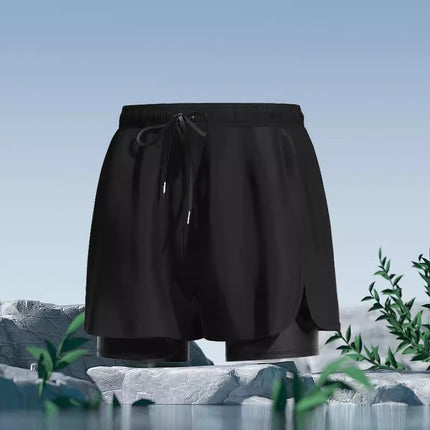 Men's Double-layer Three-point Swimming Trunks