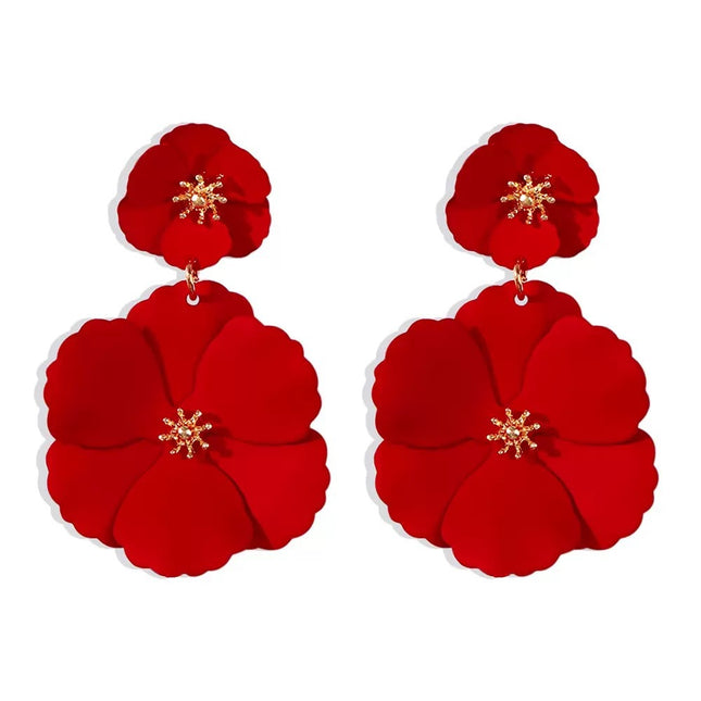 European And American Mori Girl Flower Earrings Retro Long