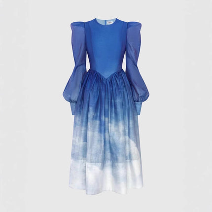 Dress Women's Fashion Gradient Design Round Neck