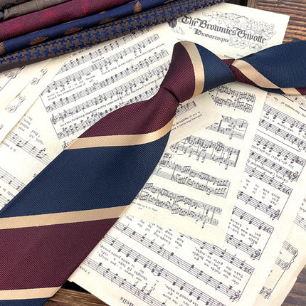 Retro Coffee Color Orange Red Striped Tie Hand Hit 8CM Men