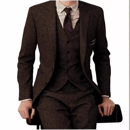 Men's Suit Three-piece Suit Fashion Woolen Suit