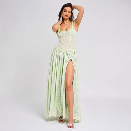 New Sexy Floral Fashion Sling Dress Slim Fit High Slit Long Dress