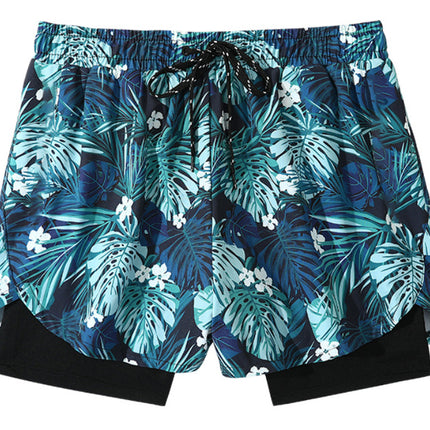 Men's Double-layer Three-point Swimming Trunks