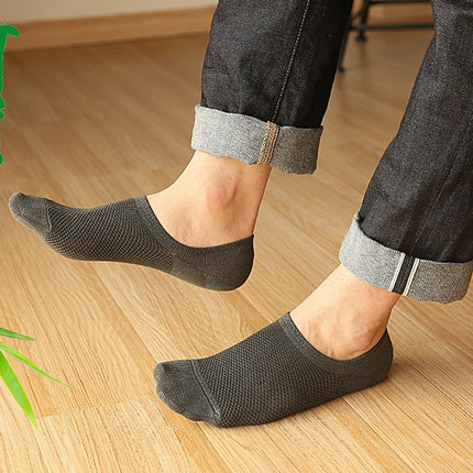 Summer Men's Bamboo Fiber Mesh Invisible Boat Socks