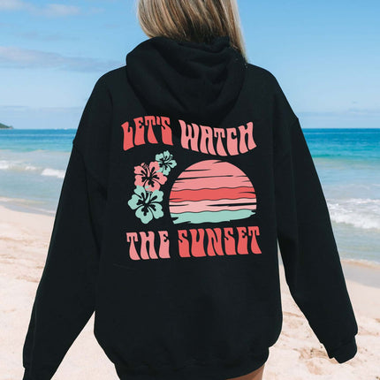 Women's Fashion Chasing Sunset Print Oversized Hoodie