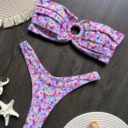 Women's Creative Printing Sexy Backless Split Swimsuit