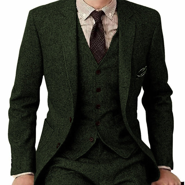 Men's Suit Three-piece Suit Fashion Woolen Suit
