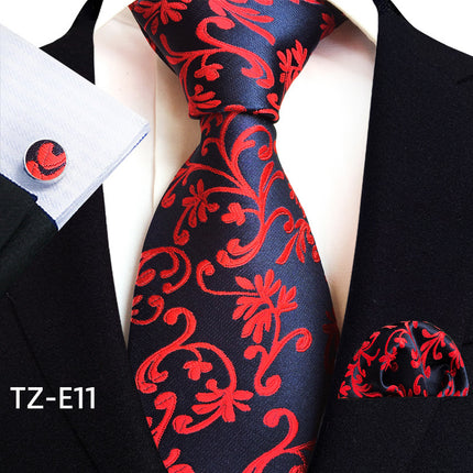 Paisley Tie Square Scarf Pocket Square Cufflinks Three-piece Set