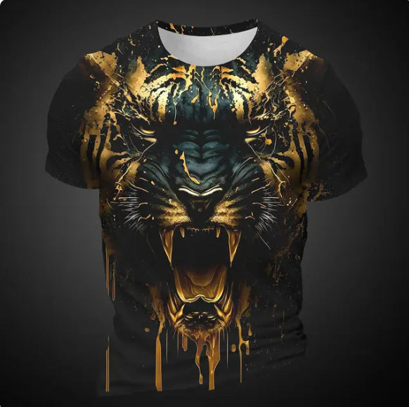 Men's 3D Tiger Pattern Short Sleeve T-shirt