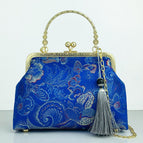 Gray With Blue Pattern Tassel / Double L