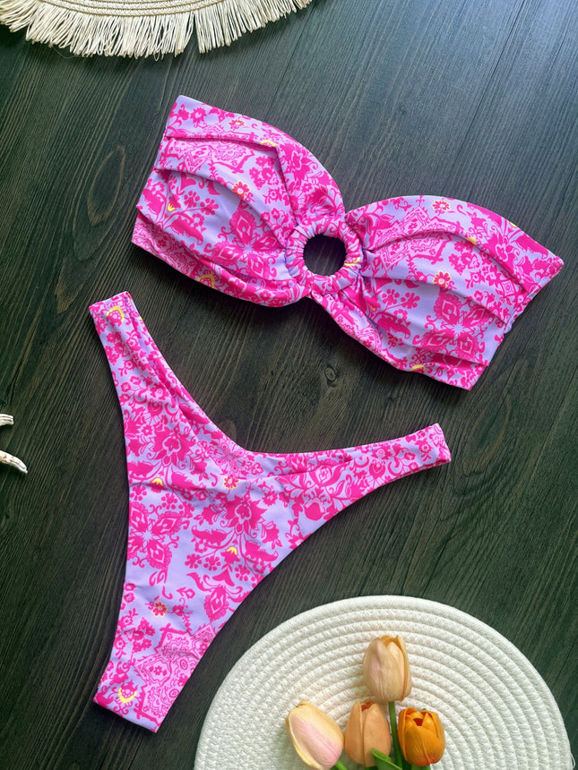 Women's Creative Printing Sexy Backless Split Swimsuit