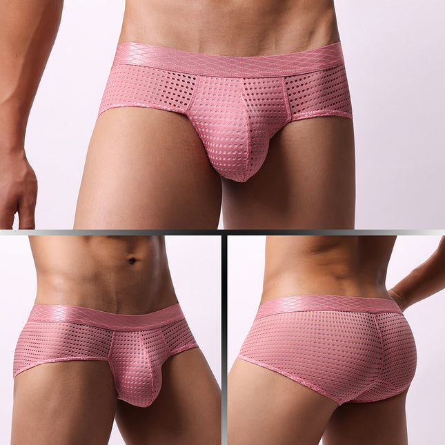 Men's Large Mesh Low Waist Wide Belt Briefs