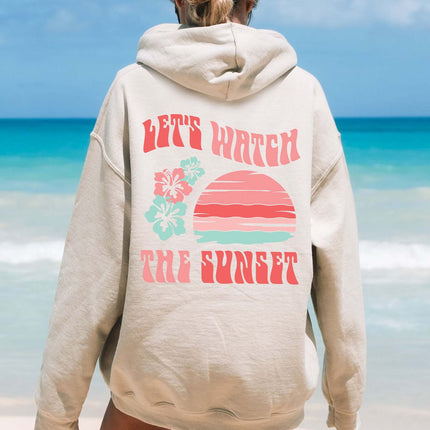 Women's Fashion Chasing Sunset Print Oversized Hoodie