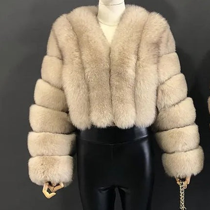 New Fur Women's Coat Short Stitching Long Sleeve
