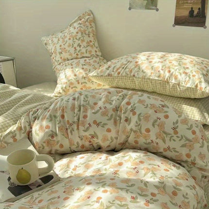 Soft Washed Cotton Bedding Four-Piece Set College Dorm Bed Sheet And Duvet Cover Three-Piece Set