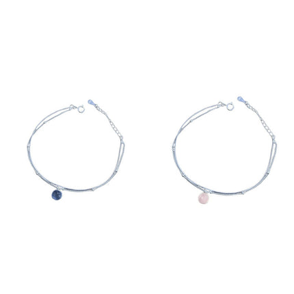 S925 Sterling Silwer Dubbellaag Armband Koreaanse Styl Juwele