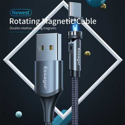 Essager Roteer Magnetiese Kabel 360 Grade USB Tipe C Laaikabel Vinnige Laai Magneetlaaier 540 Roteer Mikro Magnetiese Kabel