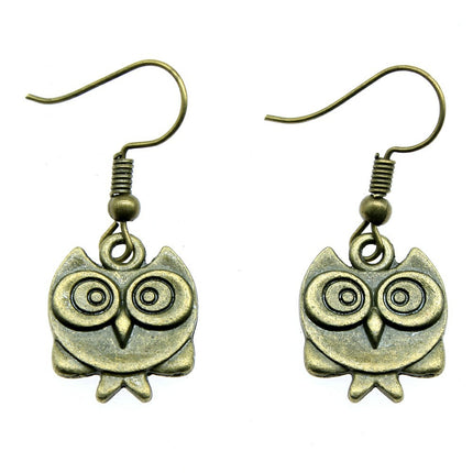 Retro Minimalist Handmade Jewelry Double-sided Owl Earrings