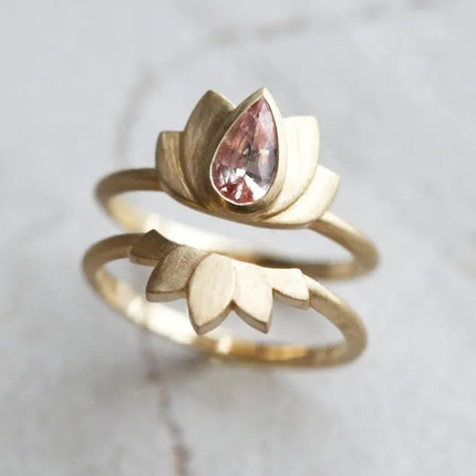 Retro Kreatiewe Ontwerp Nis Lotusblom Ring