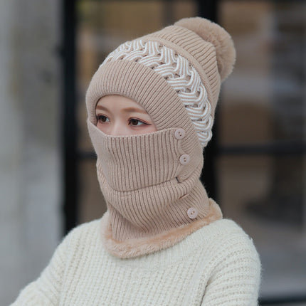 Women's Openwork Knitted Fleece One Piece Hat