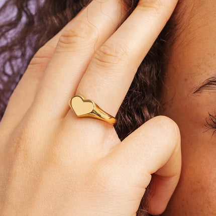Loving-Heart 18K Vergulde Vlekvrye Staal Ring Vir Vroue