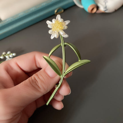 Creative All-match Green Plant Flower Pearl Brooch