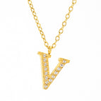Golden V With Chain / 18k Gold Plating