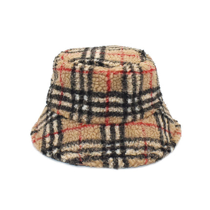 Plush Fisherman Women's Fashion Plaid Warm Basin Hat