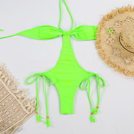 Lace-up One-piece Swimsuit Women's Halter Design Sense