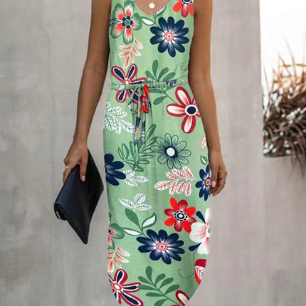 Irregular Cinched Printed Dress Women's Clothing