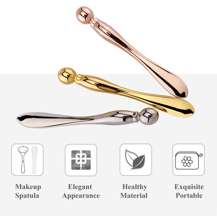 Oogroomstokrolletjie vir gesig, metaalspateltjie, poeieraansmeerder, oogroommasseerder, gesigroommasseerstokkies, oogmetaalgrimeerspatel, oogwand 10cm