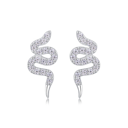 Silwer Slang Omvleg – Geset Met Topgehalte Moissaniet, Luukse En Modieuse Ligte Luukse Juweliersware, Silwer Knopoorbelle S925, Versilwerde Platinum