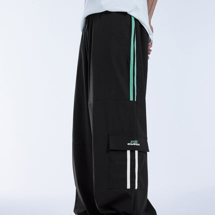 Men's Clothing Cut Side Stripe Wide-leg Pants Trendy Brand New Retro Color Contrast Patchwork Casual Wide-leg Pants