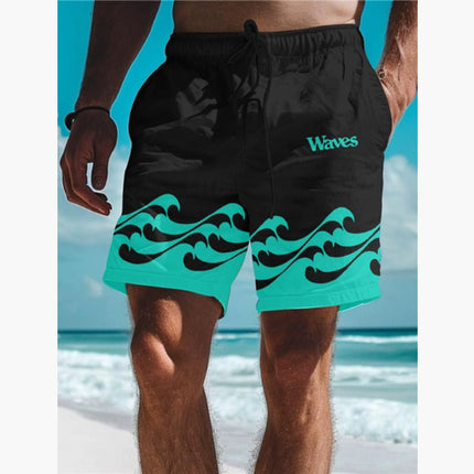 Men's 3D Digital Printing Beach Style Letter Design Shorts