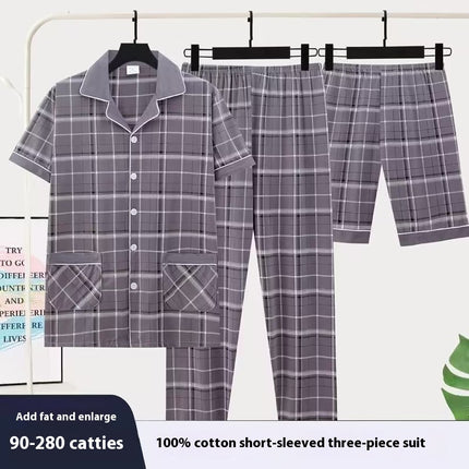 Men's Pajamas Short-sleeved Three-piece Suit