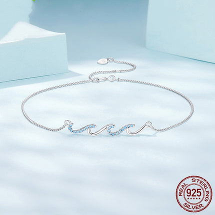 Kreatiewe S925 Sterling Silwer Blou HAILANG-vorm Enkelbandjie