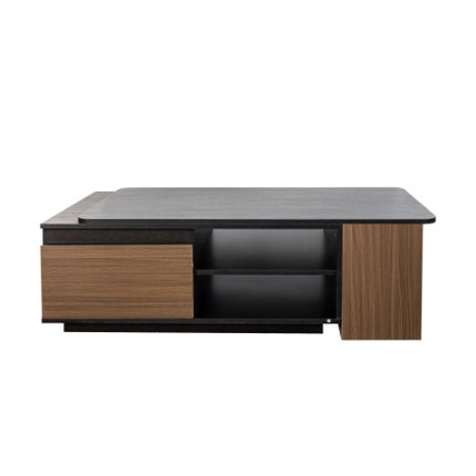 Uitskuifbare Koffietafel, Lengte Verstelbare Hout Koffietafel Met 2 Berglade Vir Sitkamer, Groot Lang Reghoekige Sentrale Tafel