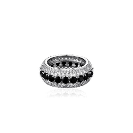 Hip Hop Ring 14mm Ruite Kubaanse Ring, Regte Goud Plaat, Dubbelry Sirkoon Ring
