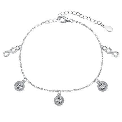 S925 Sterling Silwer Onbeperkte Simbool Enkelband Ingelê met Sirkoon Glansende Ontwerp