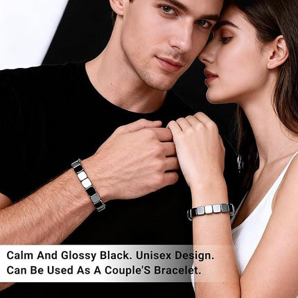 Vierkantige Swart Toermalyn Armband Mans Rekbare Gemengde-Styl Armband